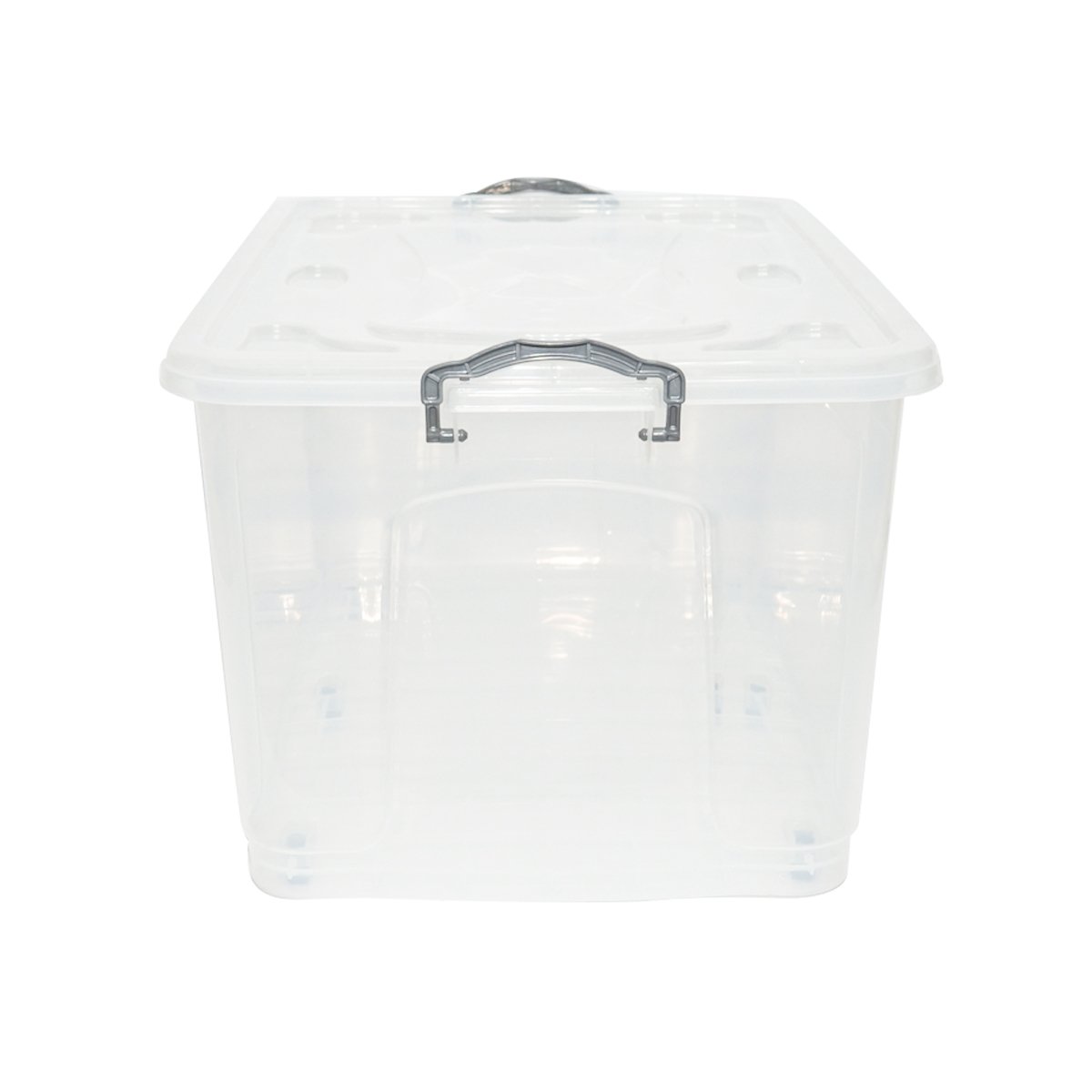 Cutie depozitare 80L cu capac si roti din plastic transparenta 725x470x360mm